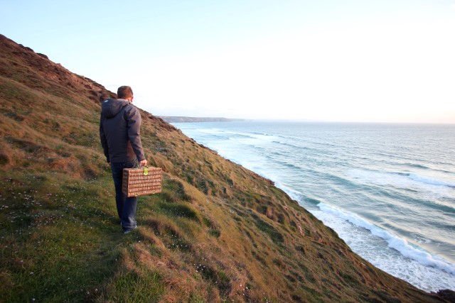 Carrying Picnic Basket Cornwall