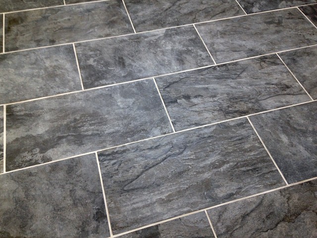 Floor Slate Tile Grey Grout