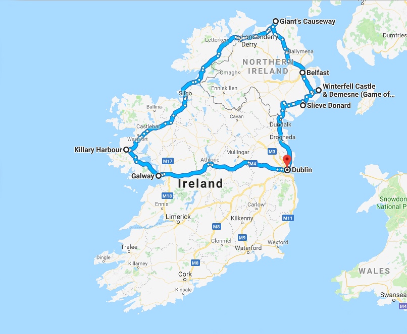 Ireland Road Trip Map